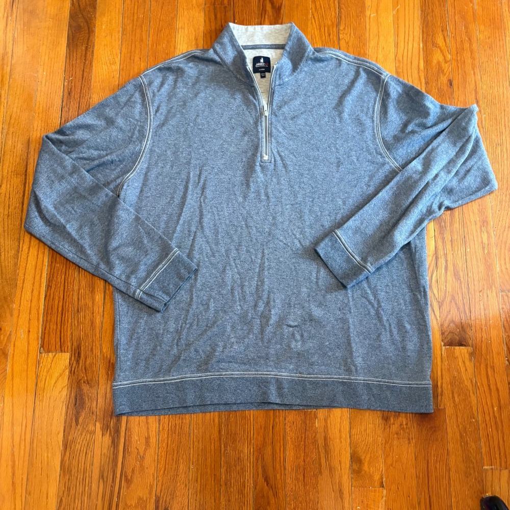Johnnie-O Mens XL Blue Quarter Zip Hanks Cotton Modal Spandex Heathered JNKO4130